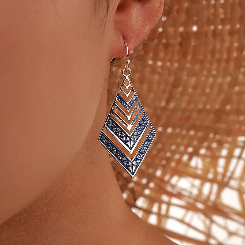 Aretes De Diamantes Azules De Aleación Bohemia Retro