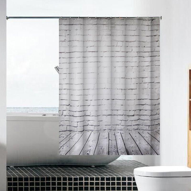Polyester Waterproof Shower  Gray Brick Wall Printing Shower Curtain