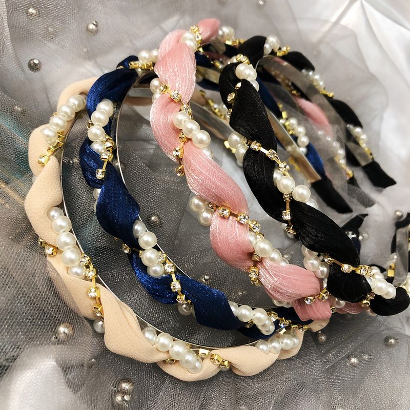 Koreanische Neue Runde Perle Diamant Wellenförmige Stoff Stirnband