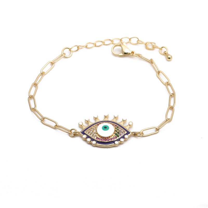 Inlaid Zirconium Demon Eyes Adjustable Bracelet