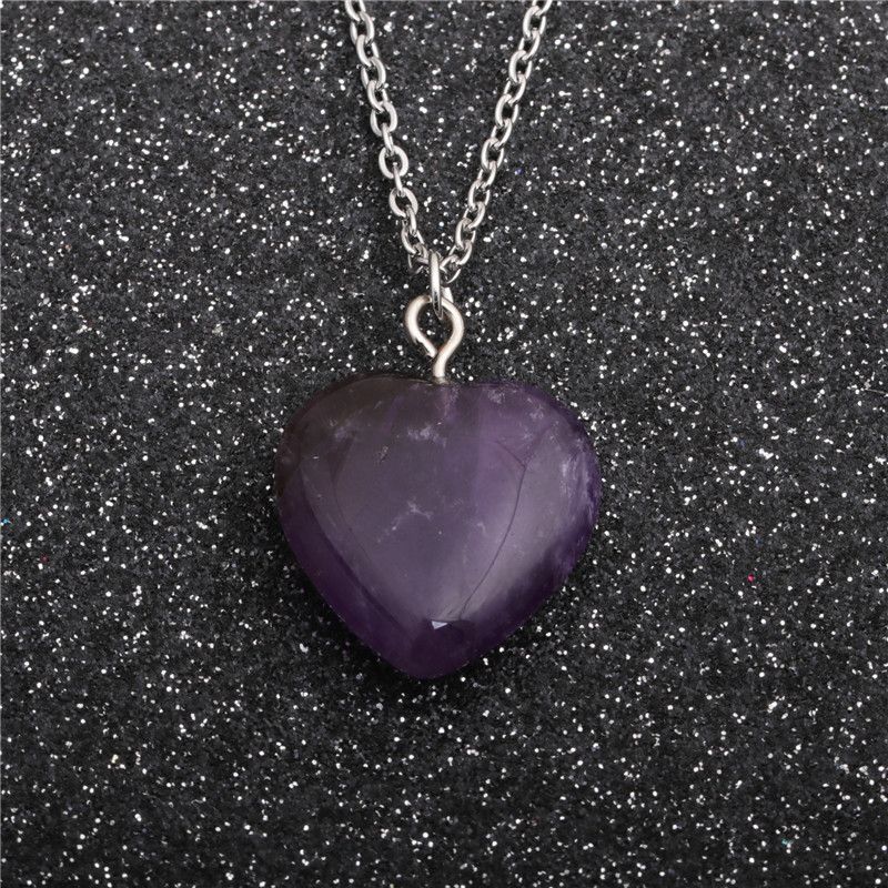 Amethyst Peach Heart Pendant Necklace