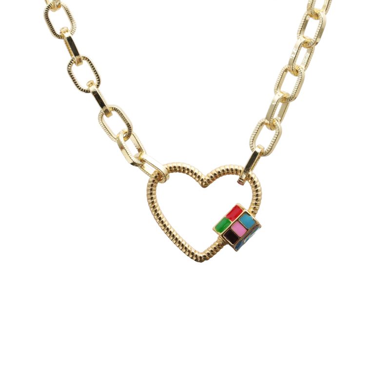 Collier Punk Diamond Peach Coeur