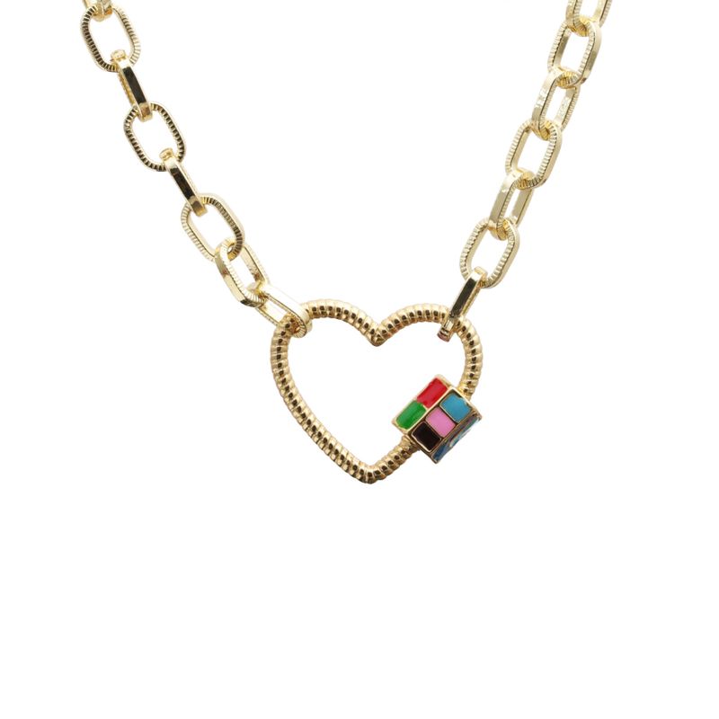 Punk Diamond Peach Heart Necklace