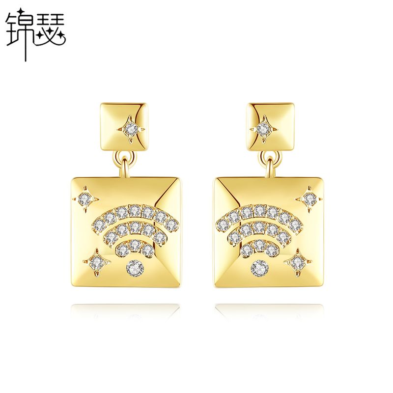 Fashion Gold Copper Inlaid Zircon Earrings