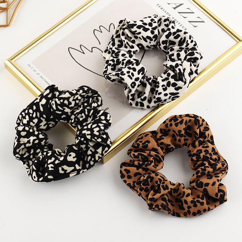 Korean Retro Simple  Leopard Print Hair Scrunchies