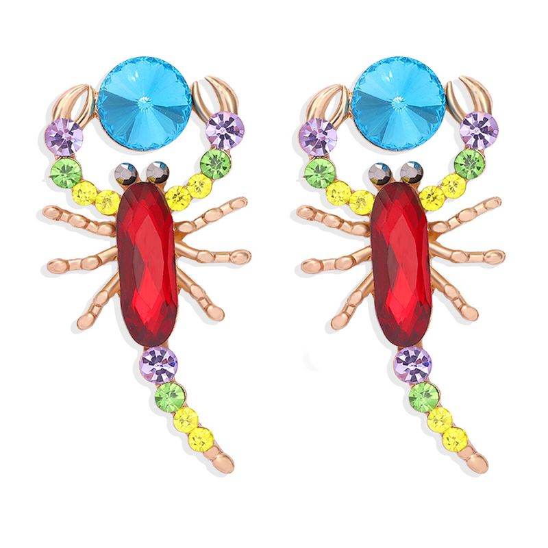 Scorpion Alloy Inlaid Colored Diamond Retro Exaggerated Earrings