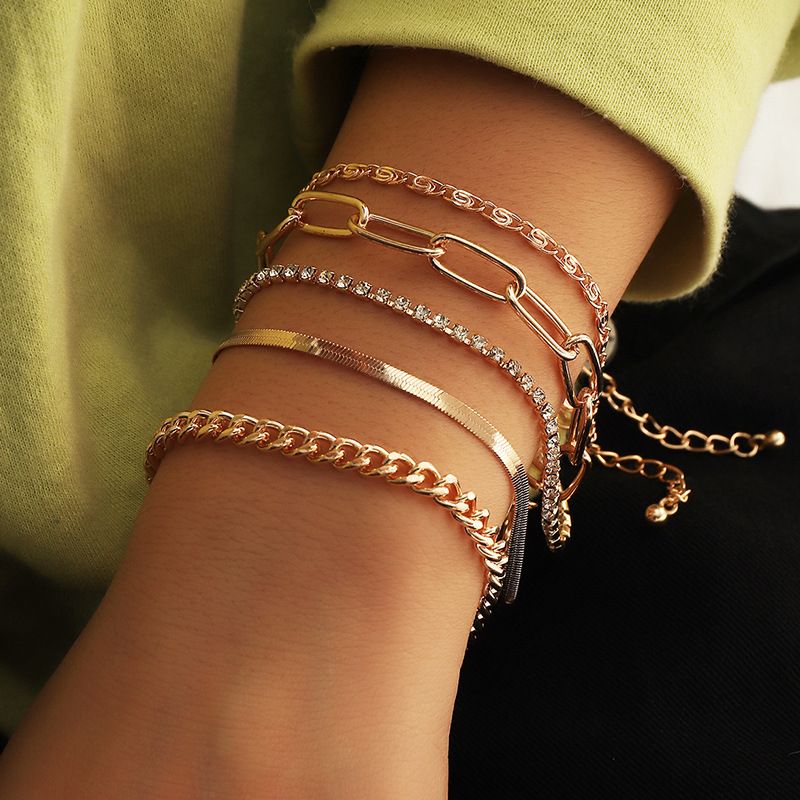 Fashion Simple Thick Chain Bracelet 5 Set
