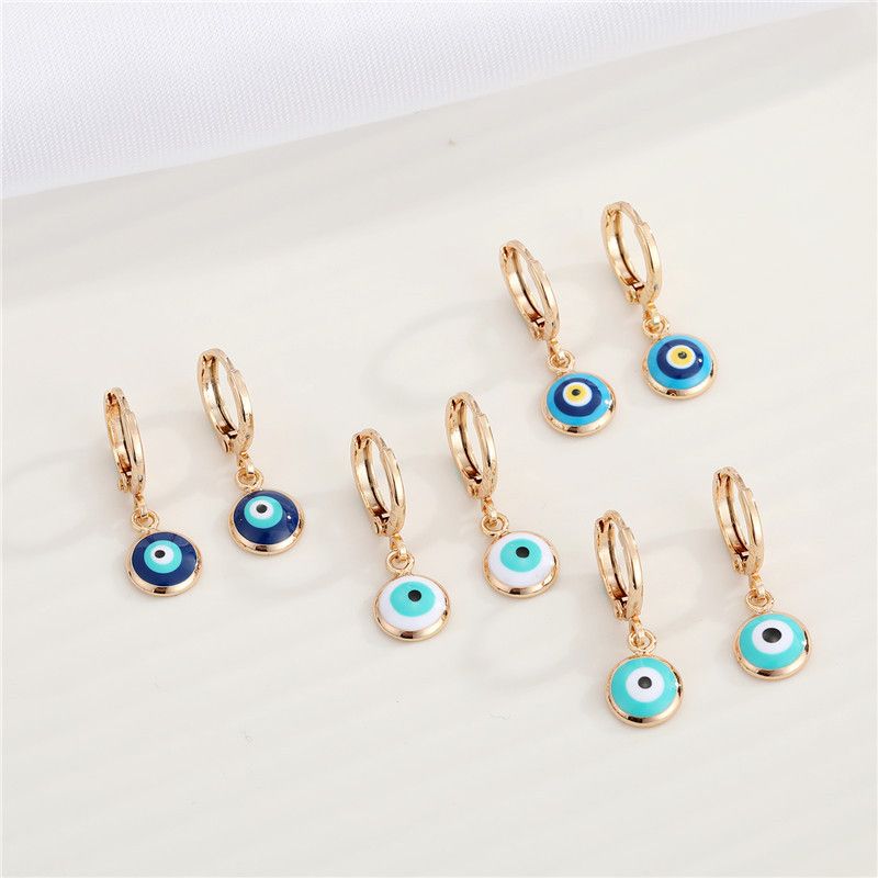 European Cross-border Sold Jewelry Turkey Dripping Blue Eye Earring Ear Clip New Retro Personalized Devil Eye Small Ear Ring