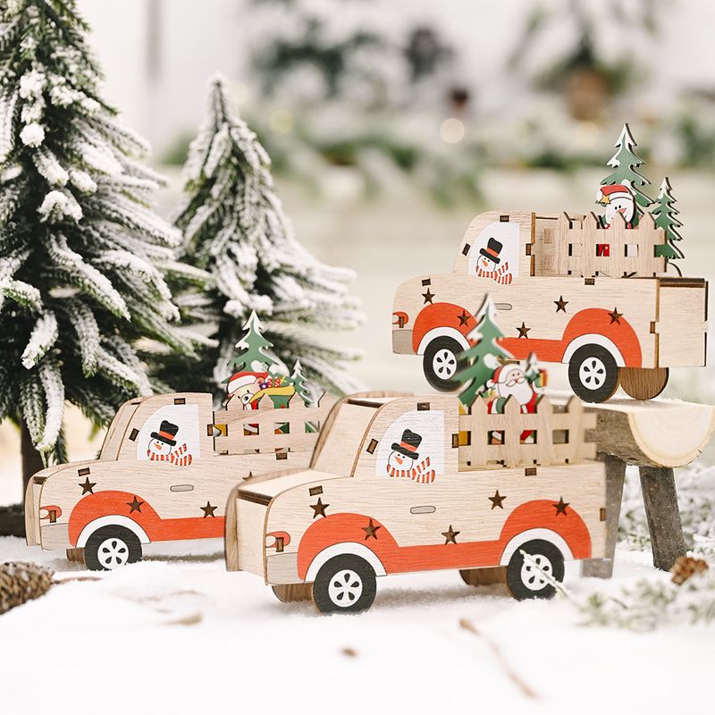 Haobei Christmas Decoration Festive Supplies Wooden Diy Car Decoration Santa Claus Supplies Creative Car Decoration