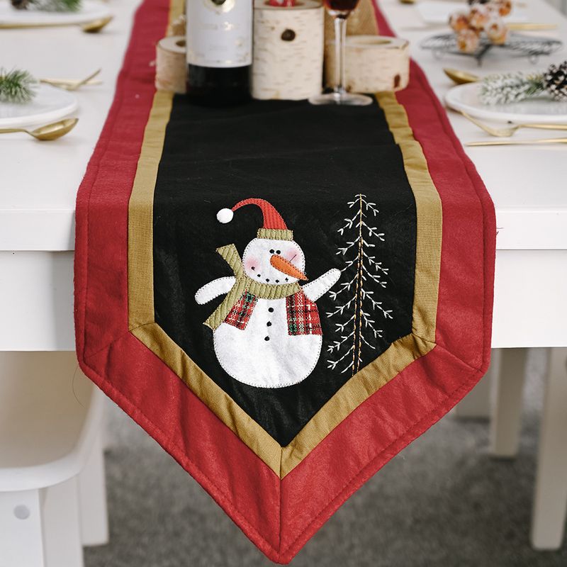 Adornos Navideños Mantel Muñeco De Nieve Rojo Y Negro