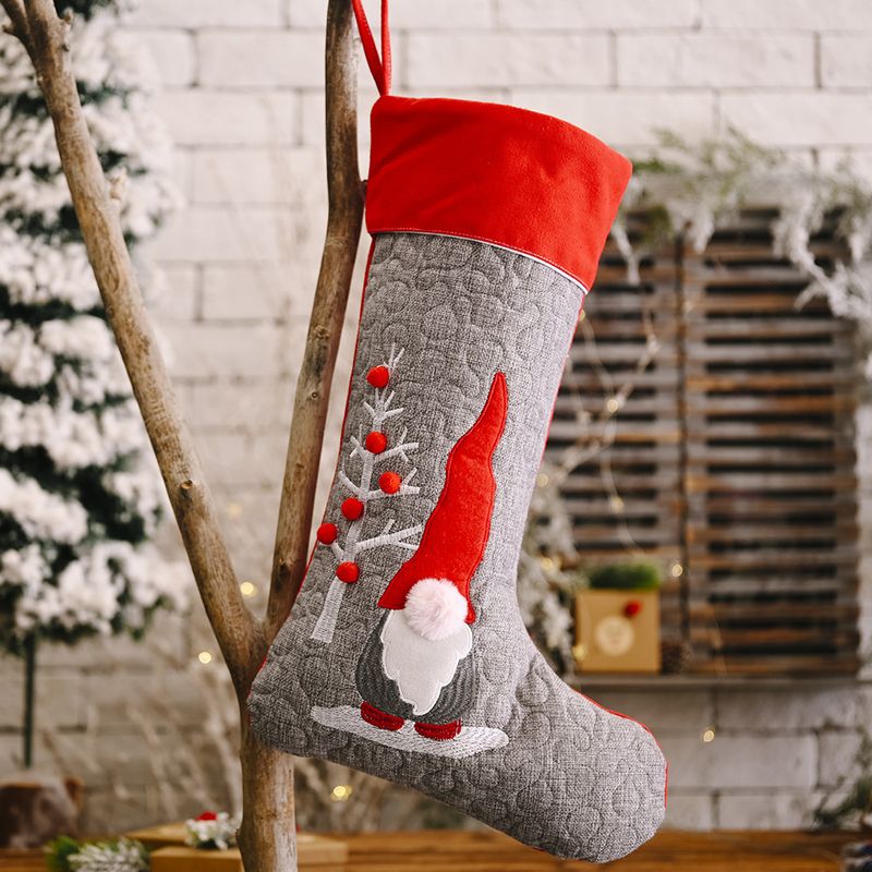 Christmas Decorations Red Grey Faceless Doll Christmas Socks Big Pendant