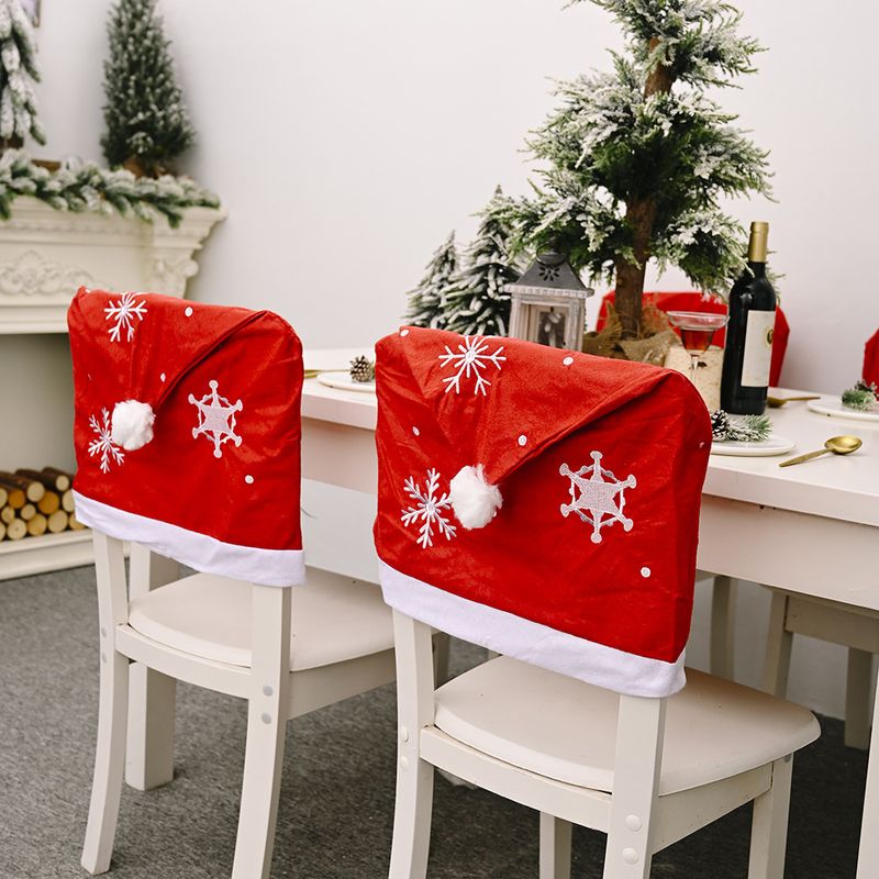 Christmas Decoration Snowflake Red Chair Cover