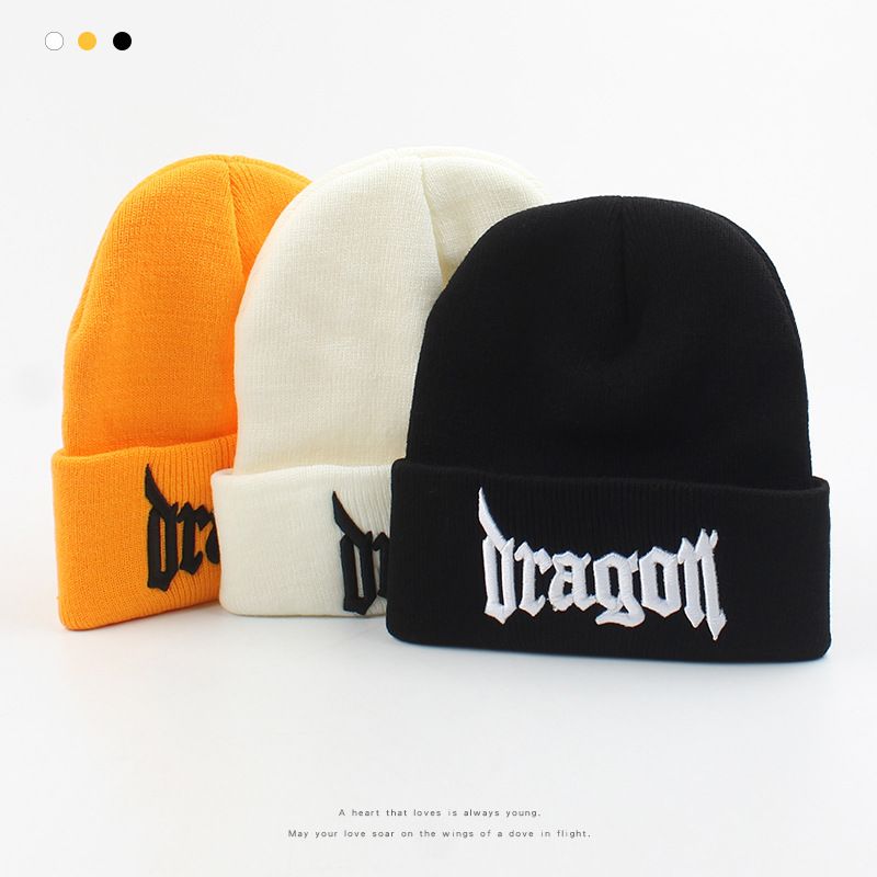 Fashion Embroidery Letters Knitted Hat