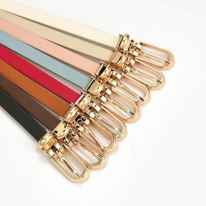 Candy Color Fashion Buckle Pu Thin Belt