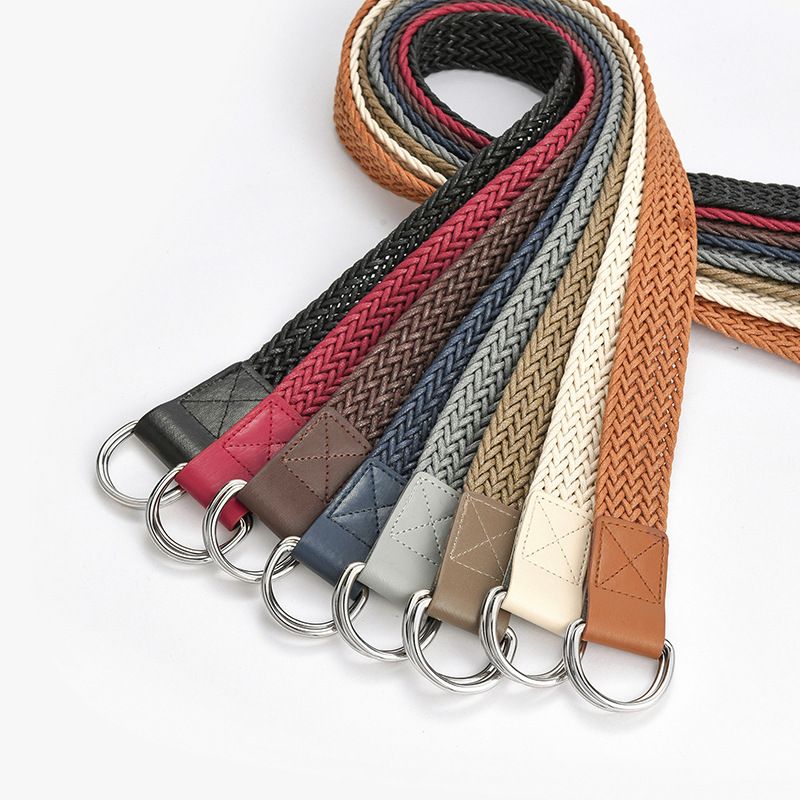 Double Buckle Braided Retro Belt