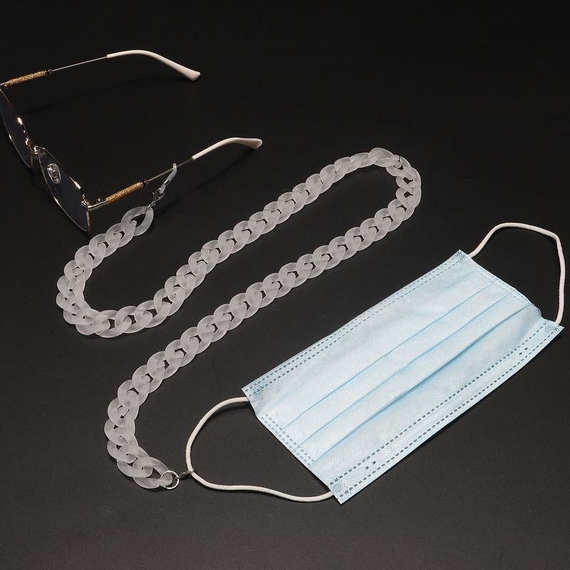 Acrylique En Plastique Givré Transparent Lunettes Masque De La Chaîne Chaîne De Mode Et Respectueux De L'environnement Lunettes Chaîne Non-slip Anti-perdu