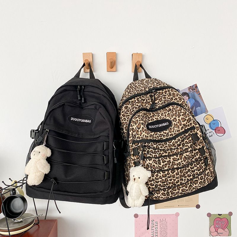 Retro Leopard Print Large-capacity Schoolbag