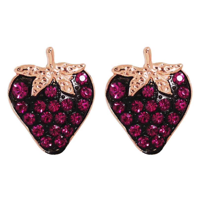 Fashion Full Diamond Black Strawberry Earrings