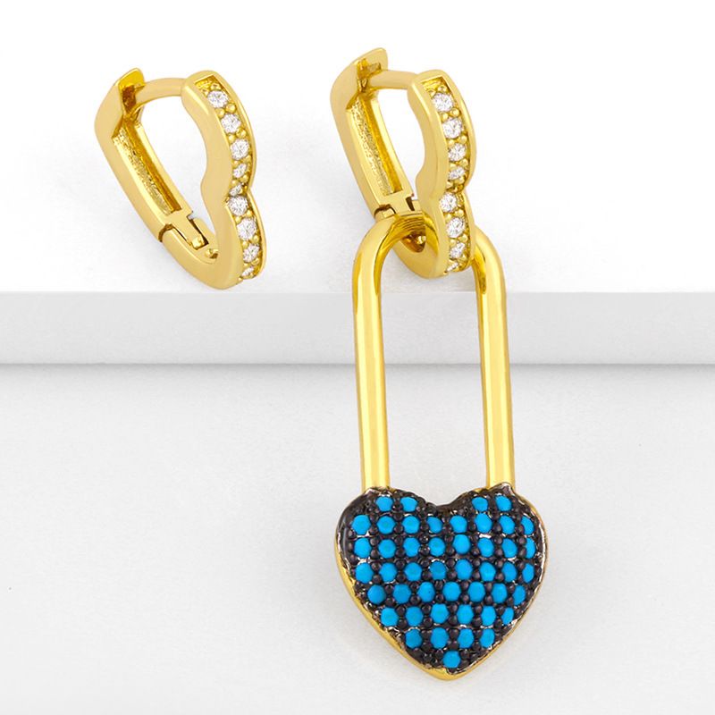 Asymmetrical Diamond Fashion Heart Earrings