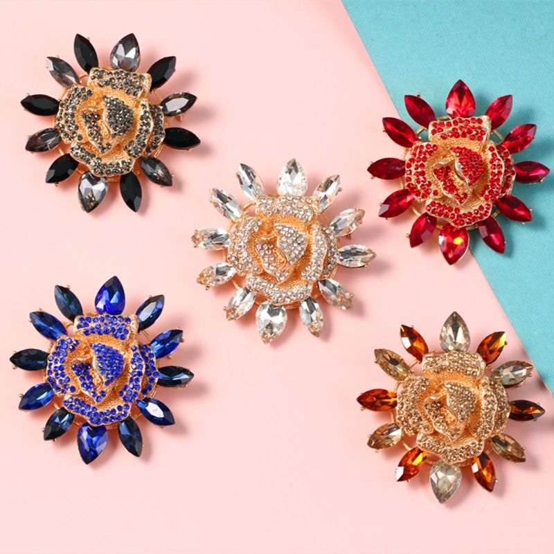 Full Diamond Sun Flower Brooch