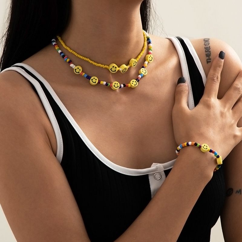 Colorful Rice Bead Chain Necklace Set