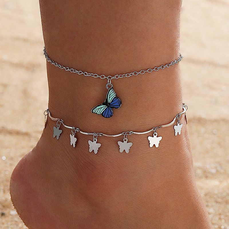 Fashion Multi-layer Tassel Pendant Butterfly Anklet