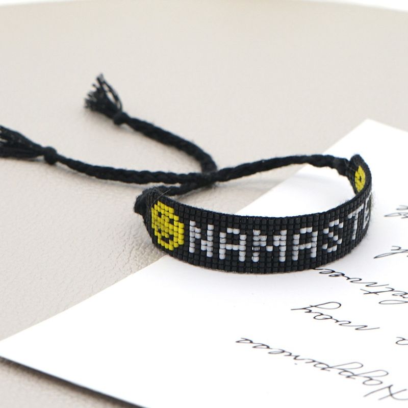 Bohemian Beaded Weaving Namaste Letter Smiley Bracelet