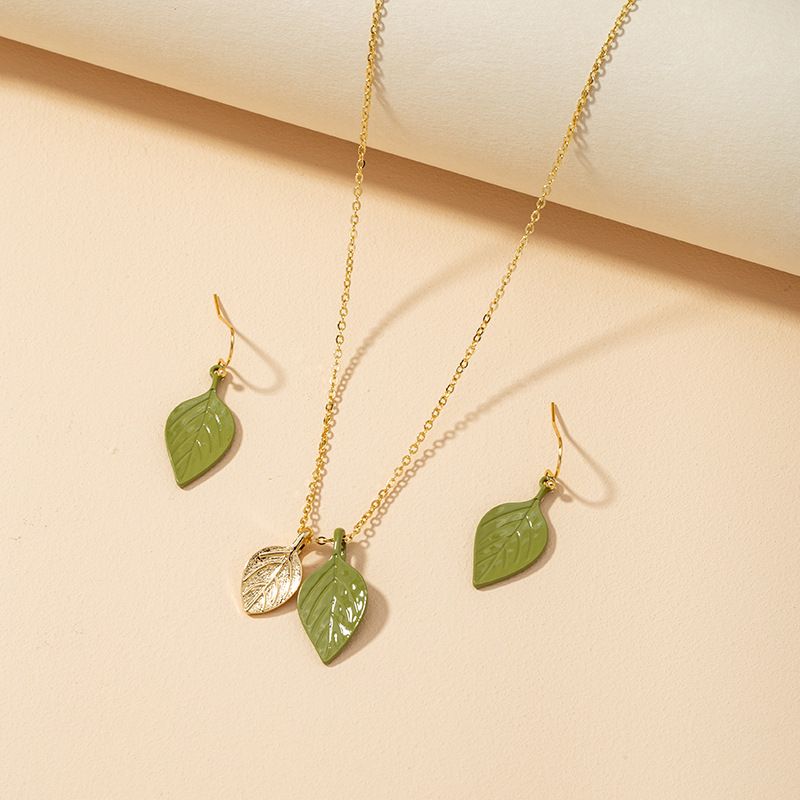 Fashion Jewelry Leaf Earrings  Necklace Set
