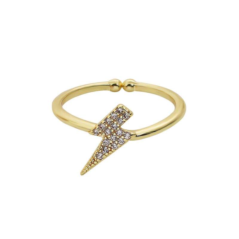 Korea Fashion  Lightning Shape Copper Inlaid Zircon Ring