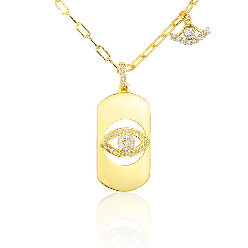 Gold-plated Eye Diamond Pendant Necklace