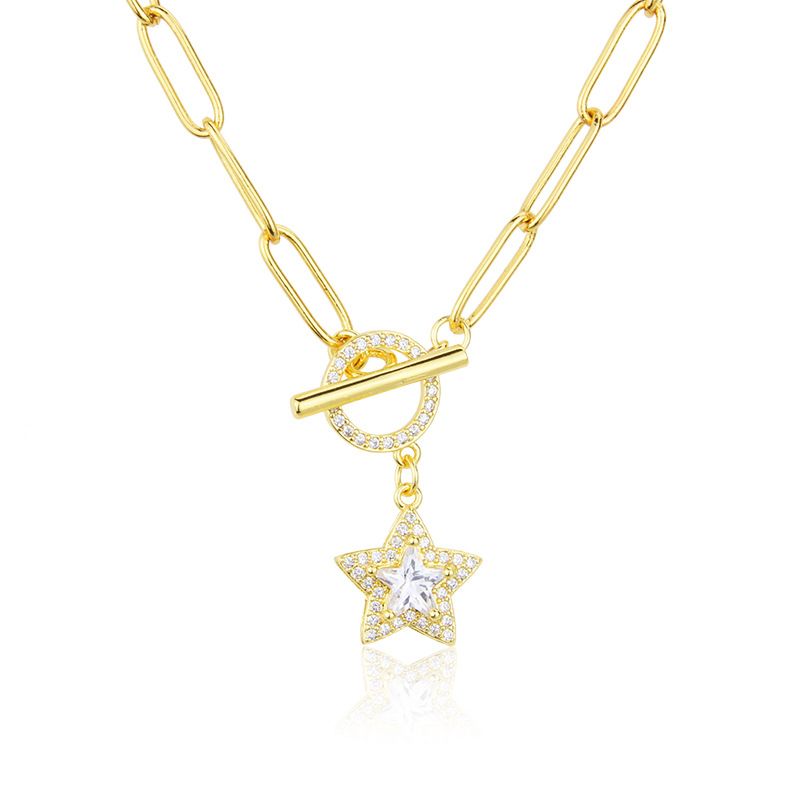 Gold-plated Diamond Five-pointed Star Necklace