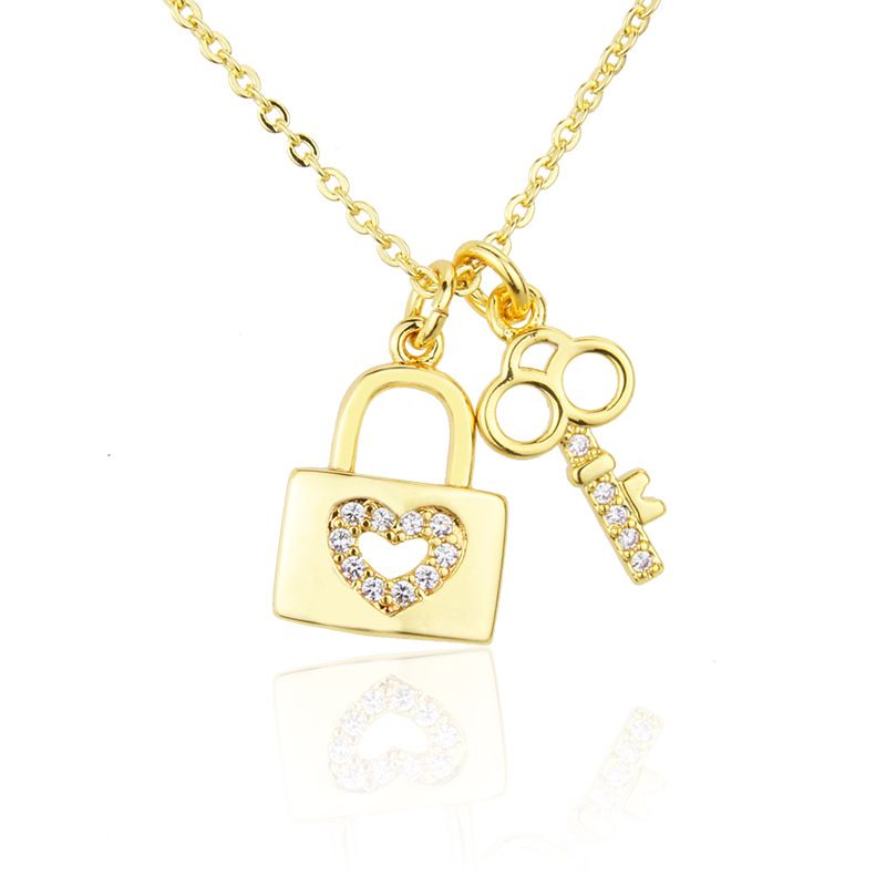 Gold-plated Diamond Key Necklace