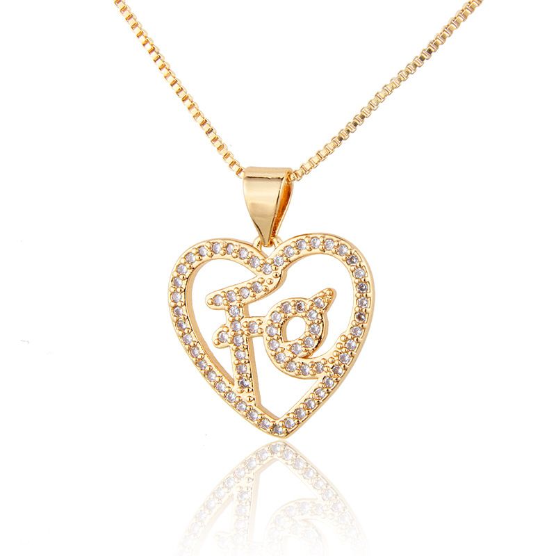 Inlaid Zirconium Heart-shaped Fe Necklace