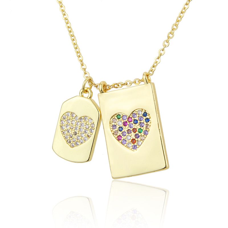 Diamond-studded Zirconium Heart-shaped Necklace