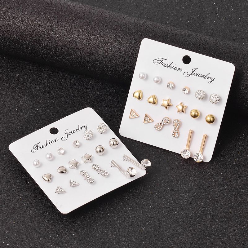 Diamond-studded Star Earring 9-piece Set