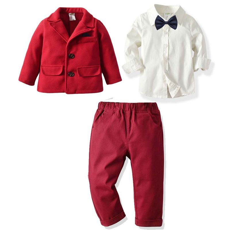 Camisa Blanca Roja Pantalones De Mezclilla Chaqueta De Caballero De Cuatro Piezas