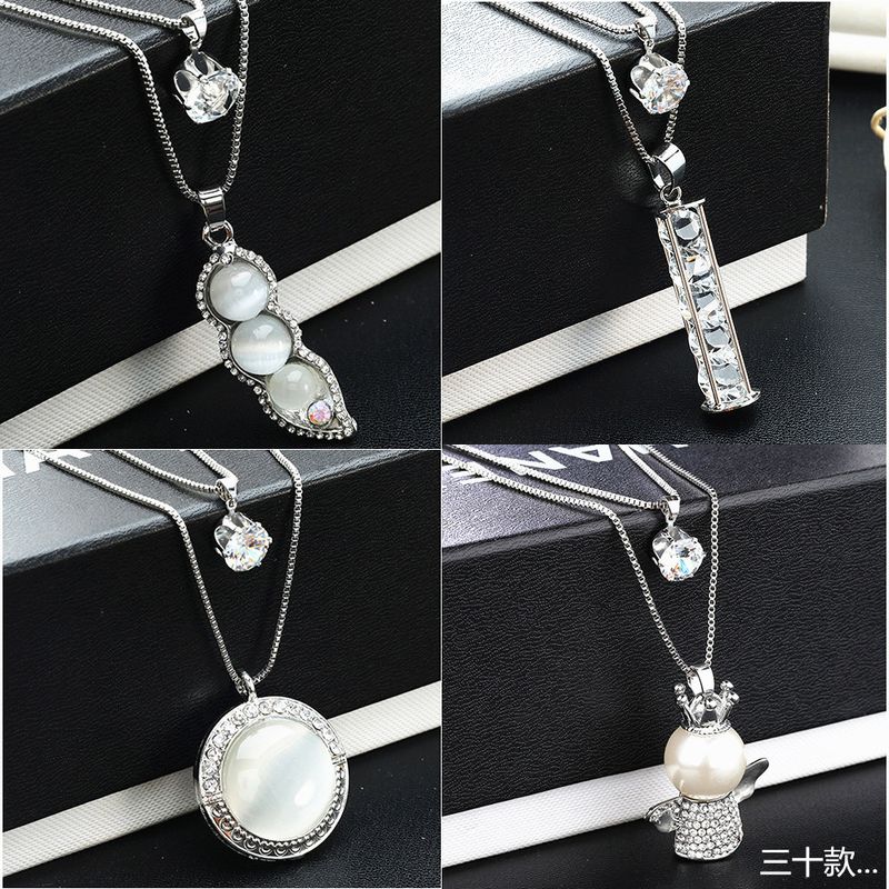 New  Fashion Wild  Rhinestone Double-layer Perfume Bottle Long Necklace