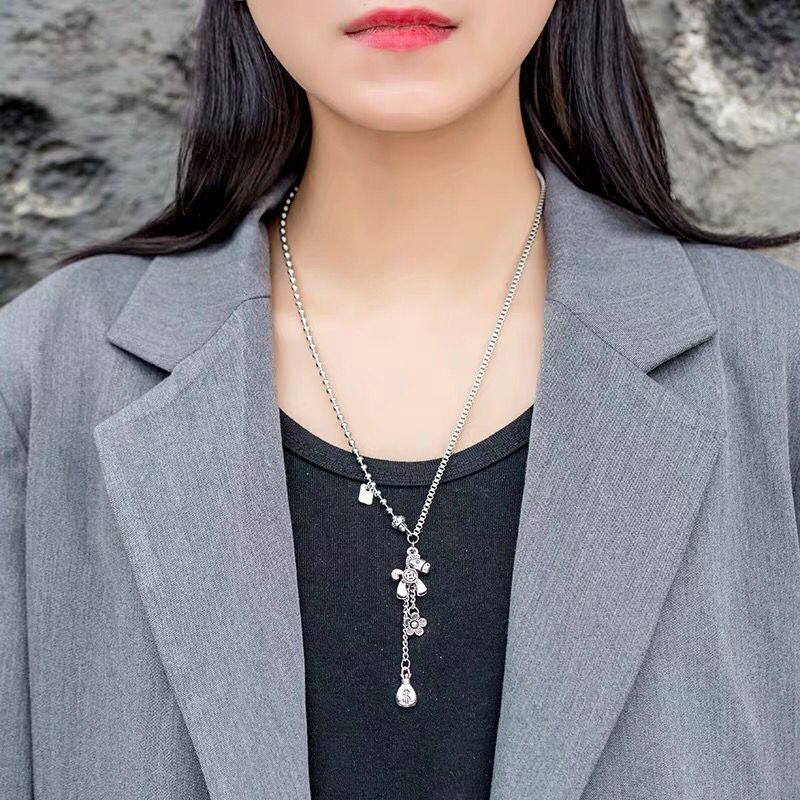 Collar Largo Simple De Moda De Acero Coreano
