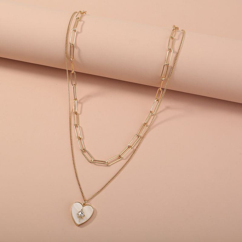 New  Natural Shell Heart Multi-layer Necklace