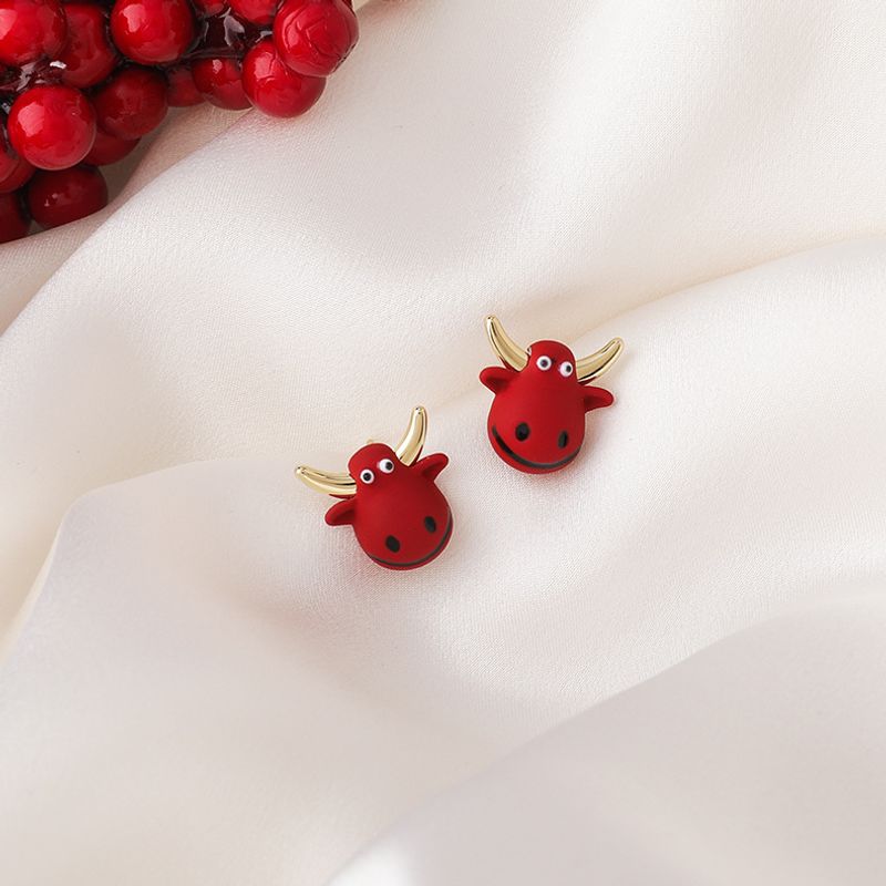 Cute Red Calf Earrings