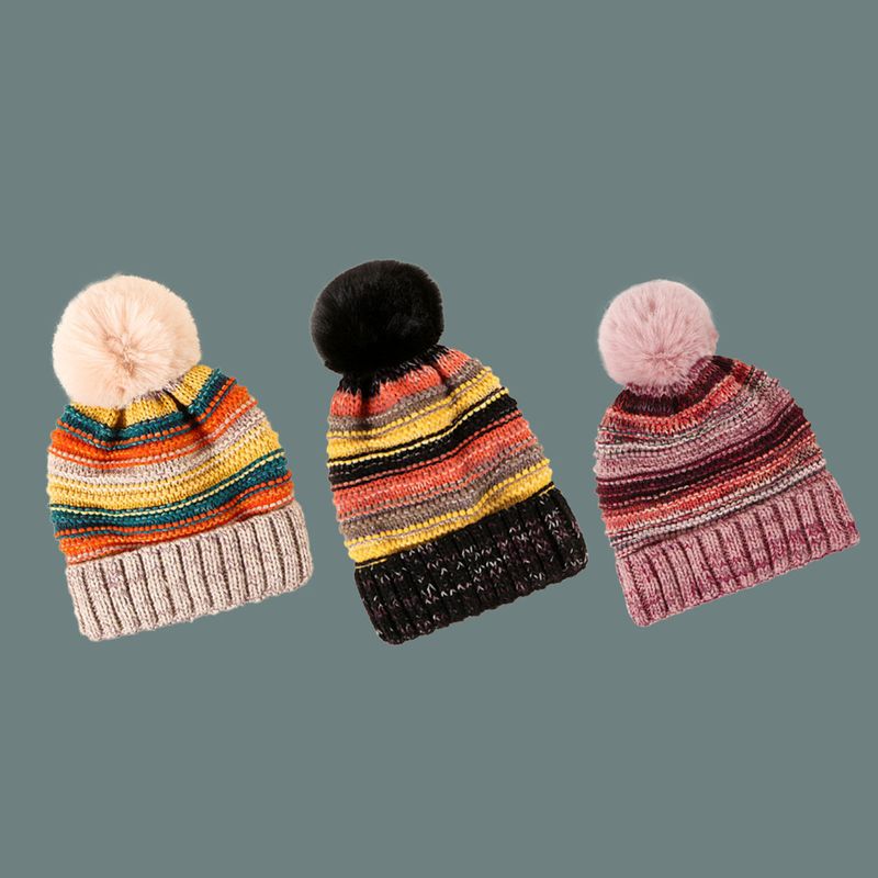Rainbow Striped Woolen Hat