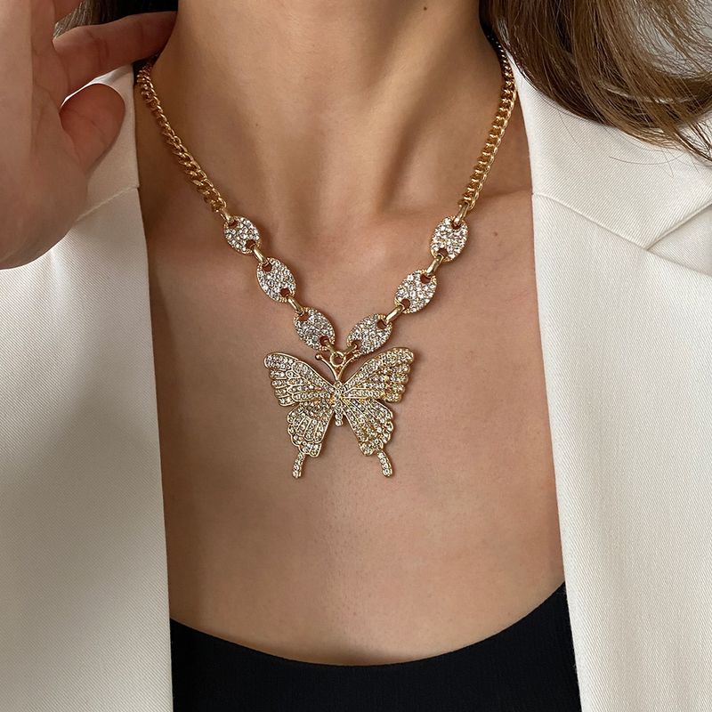 Butterfly Punk Micro Inlaid Rhinestone Necklace