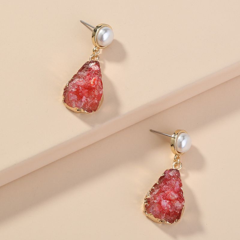 Pearl Water Droplets Imitation Natural Stone Earrings