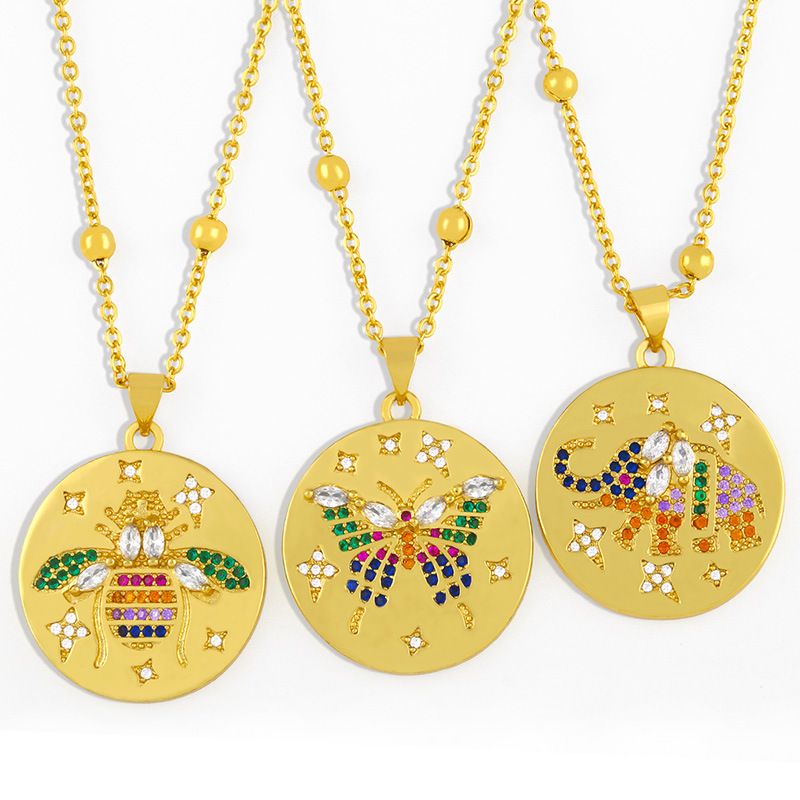 Round Medal Gold Coin Pendant Necklace