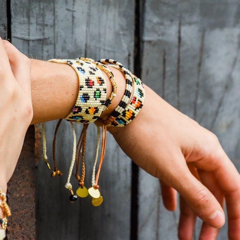 Bohemian Retro Hand-woven Color Leopard Couple Bracelet