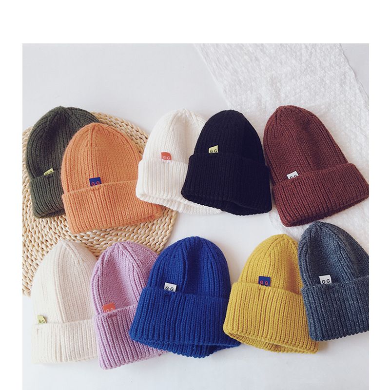 New Solid Color G Letter Mark Children's Knitted Hat