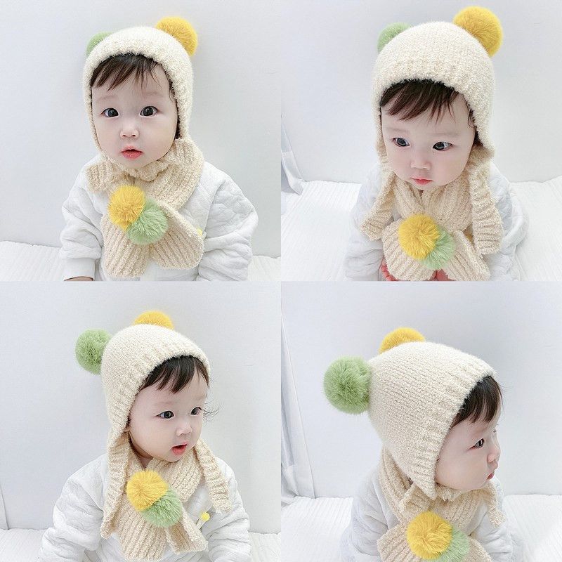 Winter Baby Knitted Ball Wool Hat Children's Ear Cap