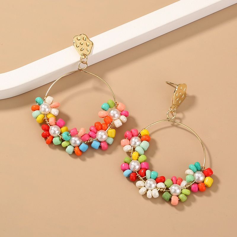 Colorful Candy Pearl Wreath Fashion Earrings