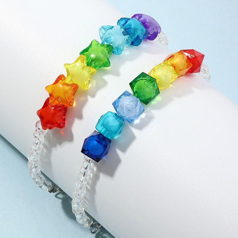 Children's Bracelet Acrylic Love Star Color Creative Beaded  Bracelet