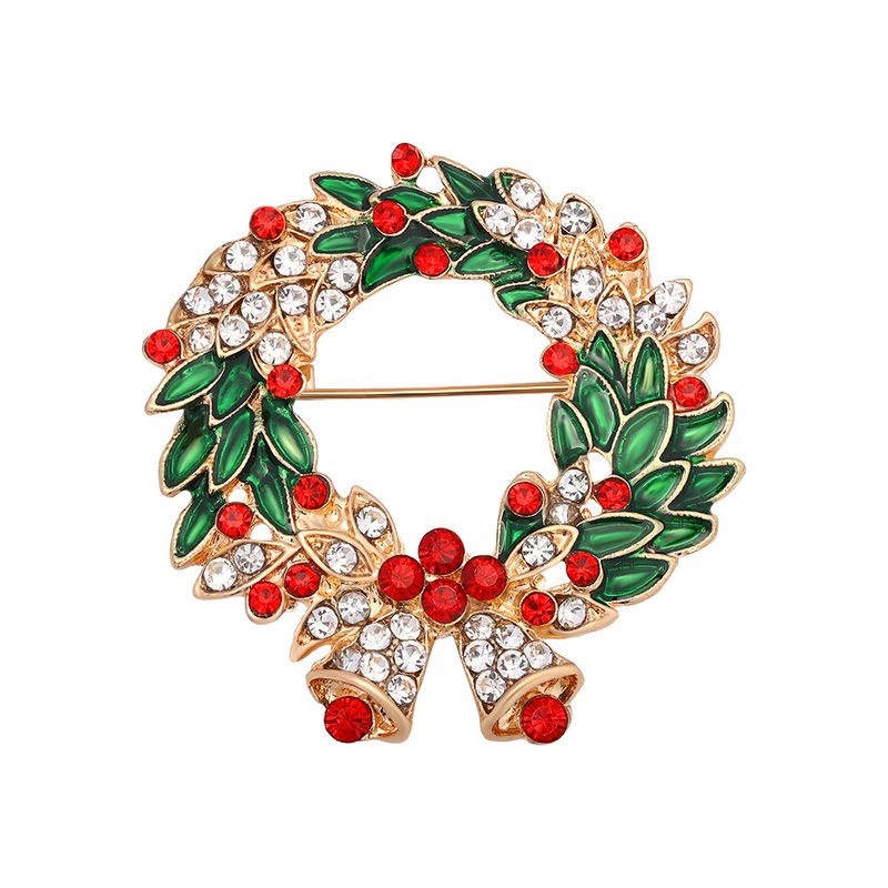 Christmas Wreath Silk Scarf Buckle Vintage Brooch